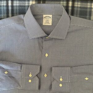 NWT Brooks Brothers Regent Men's Navy Micro-Check Men’s Dress Shirt Size 16-4/5